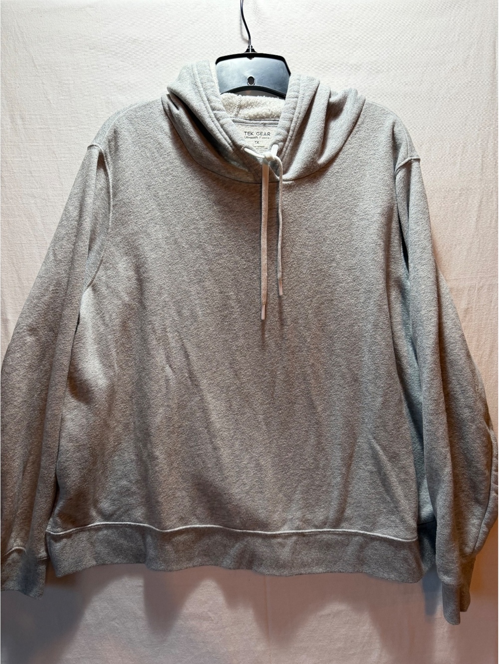 Tek Gear Ultrasoft Fleece Gray Hoodie Sweatshirt Size 1X